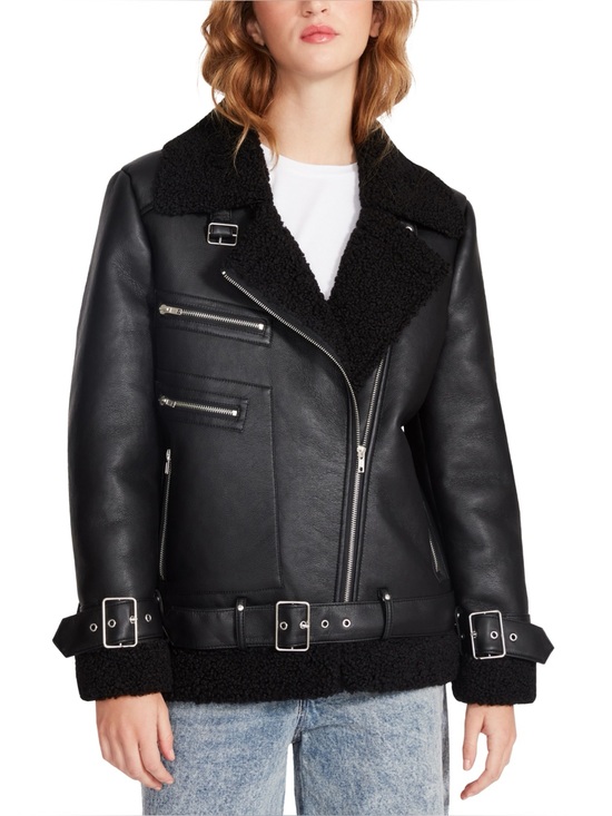 Steve Madden Jackets & Blazers - Steve Madden Black Quinn Faux Leather Moto Jacket EUC